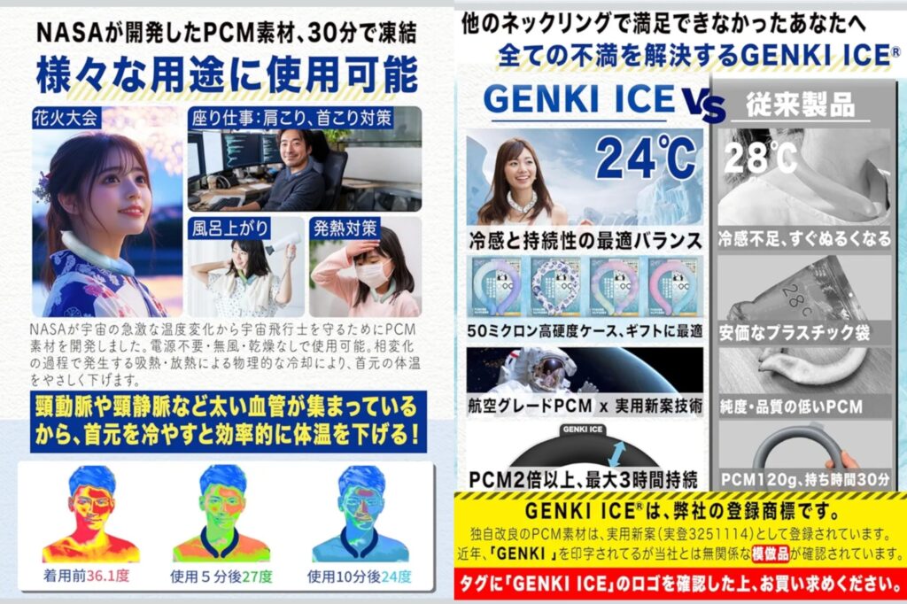 【Genki Ice】ネッククーラー 2025年増量の商品仕様画像②/Amazonより