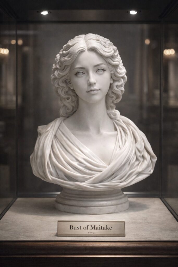 まいたけ胸像、白大理石風の女性彫刻作品(創作オリジナル) まいたけ胸像、白大理石風の女性彫刻作品(創作オリジナル)